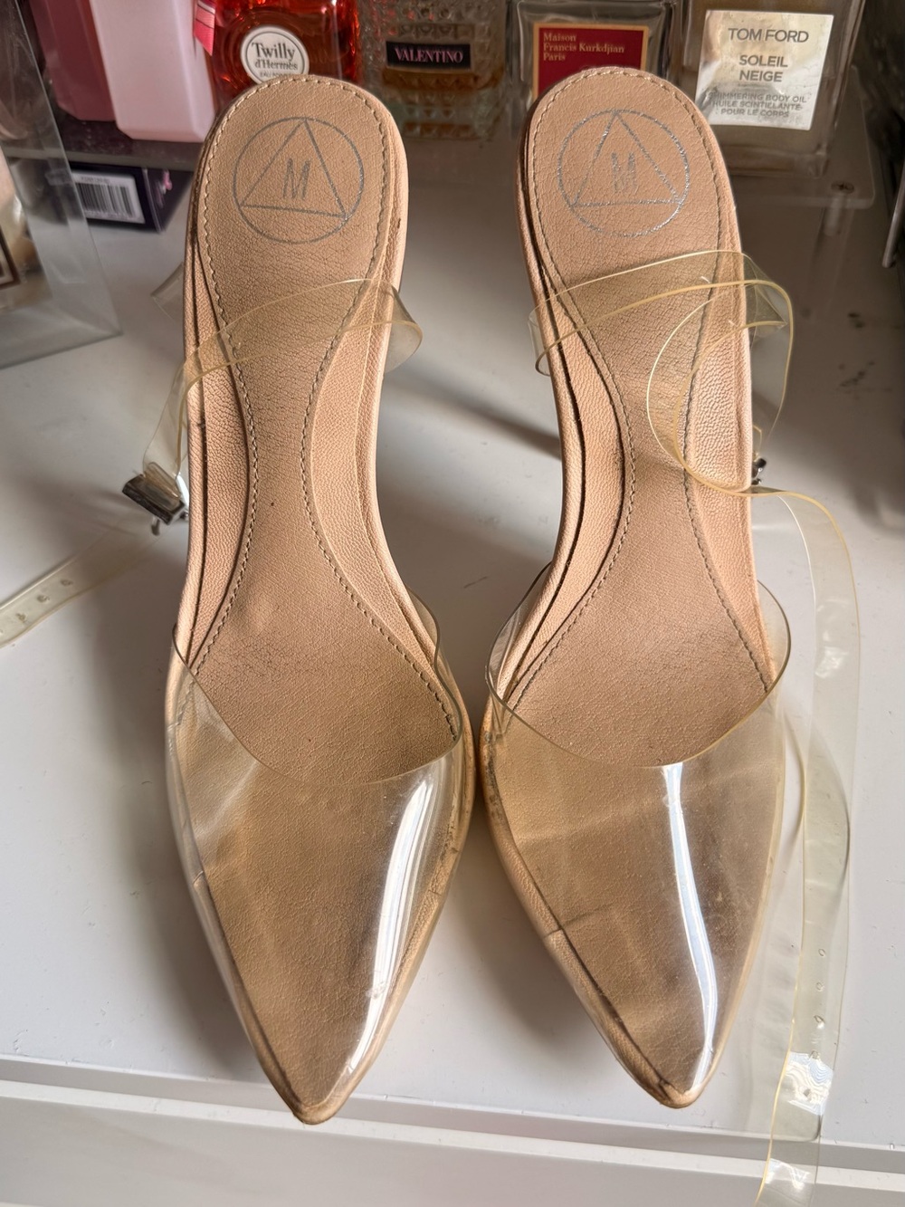 Missguided Clear Pointed-Toe Mule with Nude Footbed